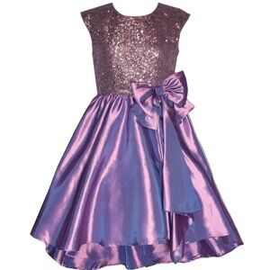 NEW Bonnie Jean 7-16 Iridescent Lavender Taffeta Sequins Holiday Dress